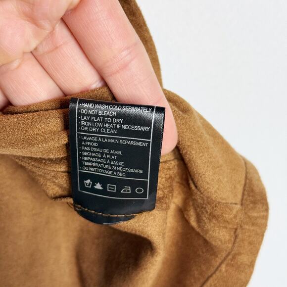 Cupcakes and Cashmere Medium Brown Tan Jennings Faux Suede Off The Shoulder Top - Picture 9 of 12